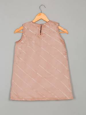 Saka designs peach art silk kurta with dhoti set for girls 3