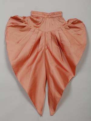 Saka designs peach art silk kurta with dhoti set for girls 4