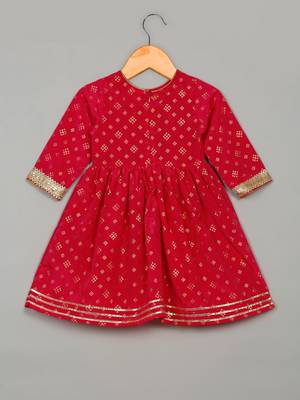 Saka designs girls magenta rayon printed kurta with palazzo set 3