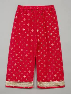 Saka designs girls magenta rayon printed kurta with palazzo set 4