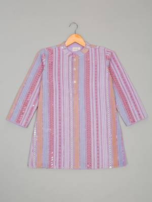 Saka designs boy's sequence emberoidered kurta & pyjamas - blue 2