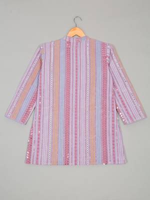 Saka designs boy's sequence emberoidered kurta & pyjamas - blue 3