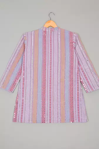 Saka designs boy's sequence emberoidered kurta & pyjamas - blue