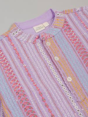 Saka designs boy's sequence emberoidered kurta & pyjamas - blue 4