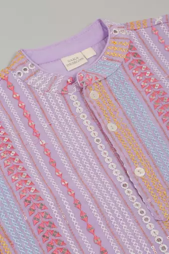 Saka designs boy's sequence emberoidered kurta & pyjamas - blue