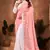 Half N Half Georgette Saree In Peach With Matching Blouse Piece