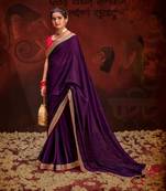 Beautiful Vichitra Blooming With Siroski Work & Sequence Work Border Saree