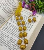Yellow Ovel Glass Beads Necklace Set