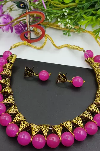 Pink Loop Necklacer Set