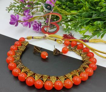 Orange Loop Necklacer Set 1