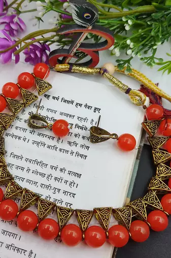 Orange Loop Necklacer Set