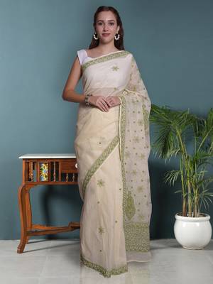 Lemon kota lucknowi saree 1