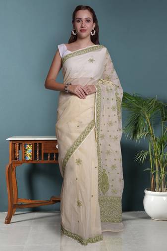 Lemon kota lucknowi saree