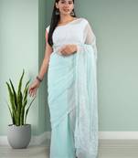 Light green georgette lucknowi saree