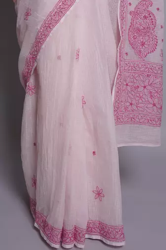 Pink kota lucknowi saree
