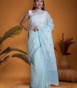 Blue kota lucknowi saree