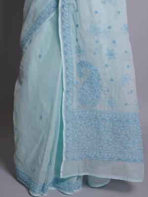 Blue kota lucknowi saree 3