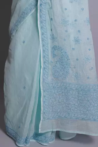 Blue kota lucknowi saree