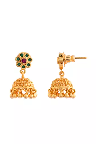 Two pairs of earrings Jhumki and swarovski light gold pearl one gram gold