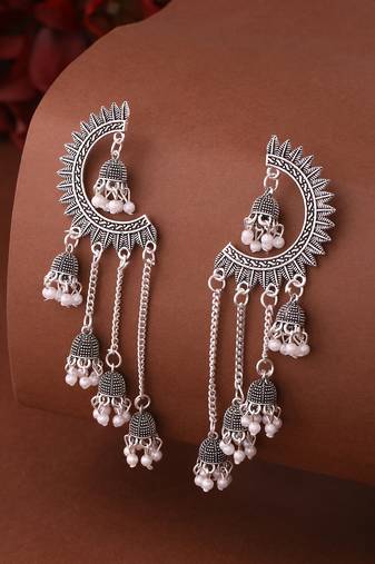 Women's silver-plated drop earrings