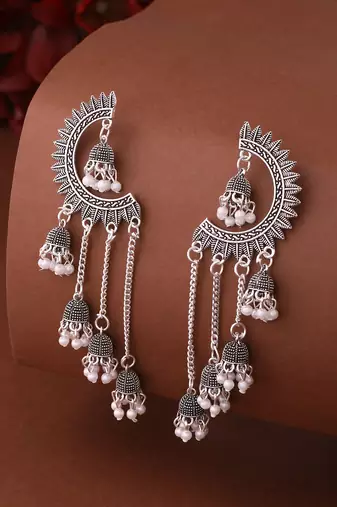 Women's silver-plated drop earrings