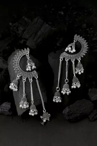 Women's silver-plated drop earrings