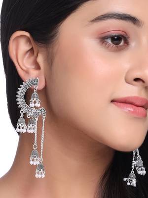 Women's silver-plated drop earrings 5