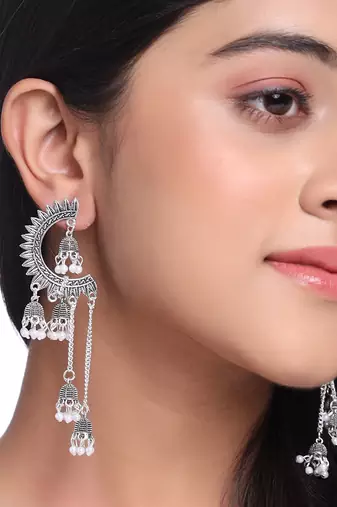 Women's silver-plated drop earrings