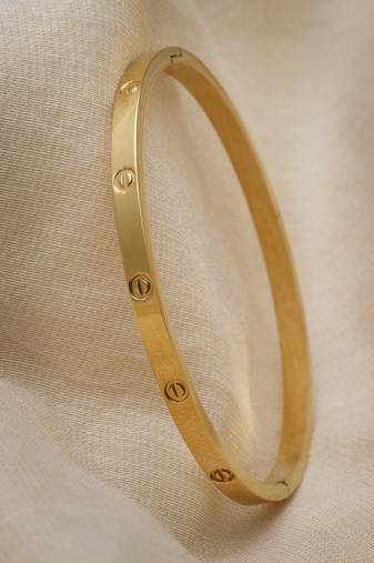 Unisex gold-plated kada bracelet