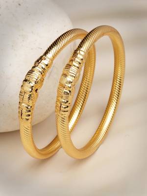 gold alloy bangles with handcrafted plain design 1