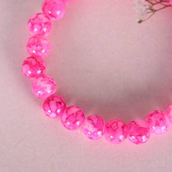 Unisex pink marble crystal beaded elasticated bracelet 2