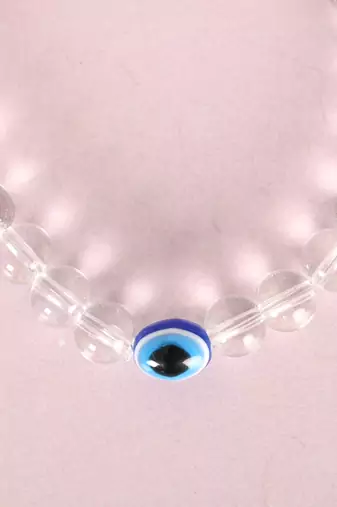 Unisex transparent beaded elasticated bracelet