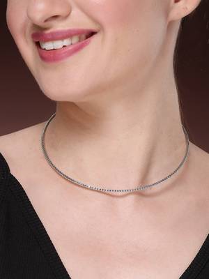 Women's silver-toned cz-studded choker necklace 1