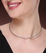 Women's silver-toned cz-studded choker necklace