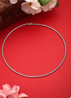 Women's silver-toned cz-studded choker necklace 2