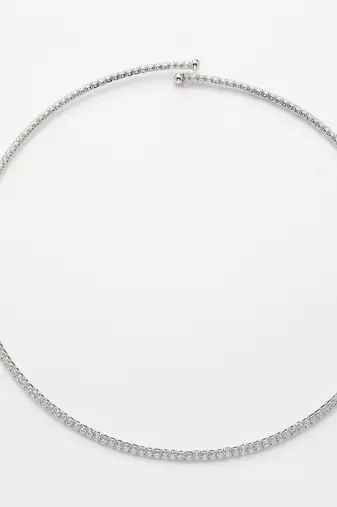 Women's silver-toned cz-studded choker necklace
