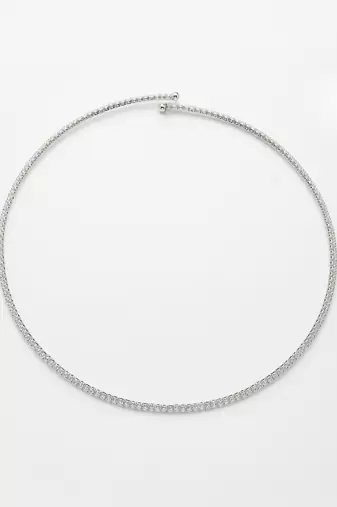 Women's silver-toned cz-studded choker necklace