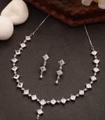 Women's silver-plated cubic zirconia stone studded jewellery set