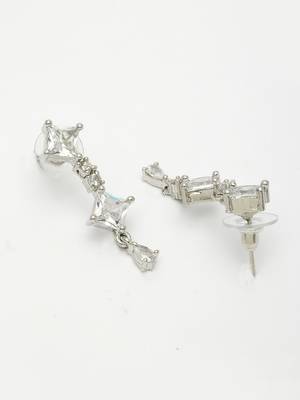 Women's silver-plated cubic zirconia stone studded jewellery set 3