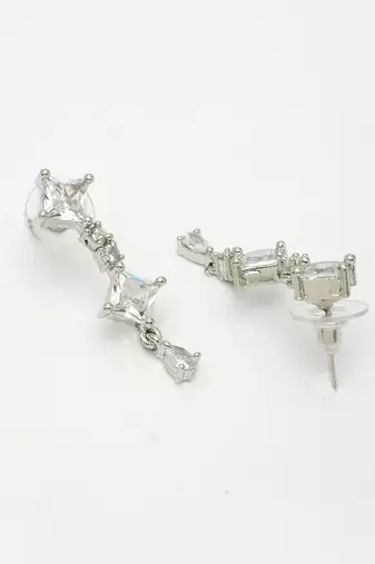 Women's silver-plated cubic zirconia stone studded jewellery set