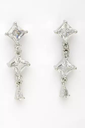 Women's silver-plated cubic zirconia stone studded jewellery set