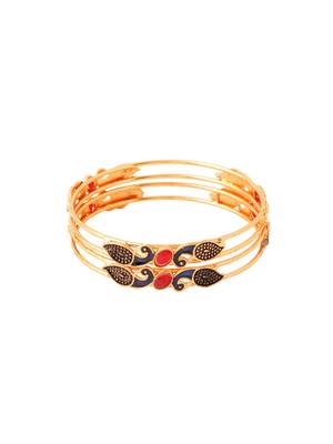 gold alloy bangles with peacock meenakari work 4