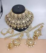 Heavy bridal kundan choker necklace set with earrings, maang tikka  - complete wedding jewelry collection