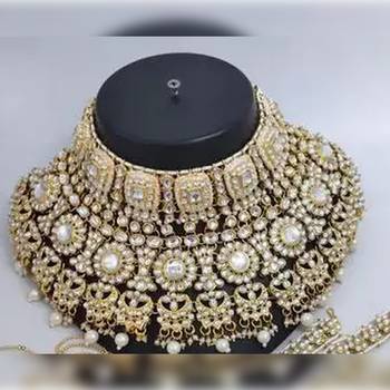 Heavy bridal kundan choker necklace set with earrings, maang tikka  - complete wedding jewelry collection 2