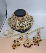 Heavy bridal kundan choker necklace set with earrings, maang tikka  - complete wedding jewelry collection