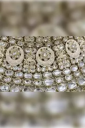 Royal kundan choker set with white beads - traditional indian wedding jewelry set with earrings and tikka