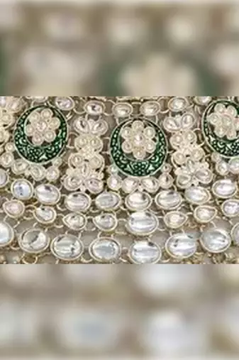 Royal kundan choker set with green beads - traditional indian wedding jewelry set with earrings and tikka