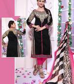 Black Printed unstitched salwar  with dupatta