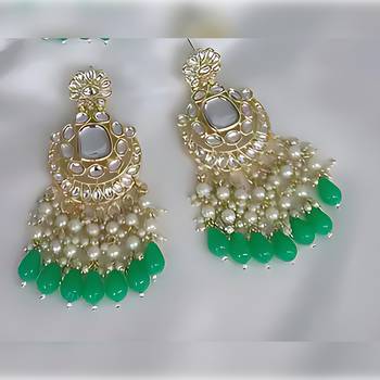 Luxurious kundan choker set with pearl and green bead accents - traditional indian bridal jewelry 2