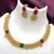 Designer gold floral Necklace :: set with ruby green stones elegant matt gold finish jewelry set for women